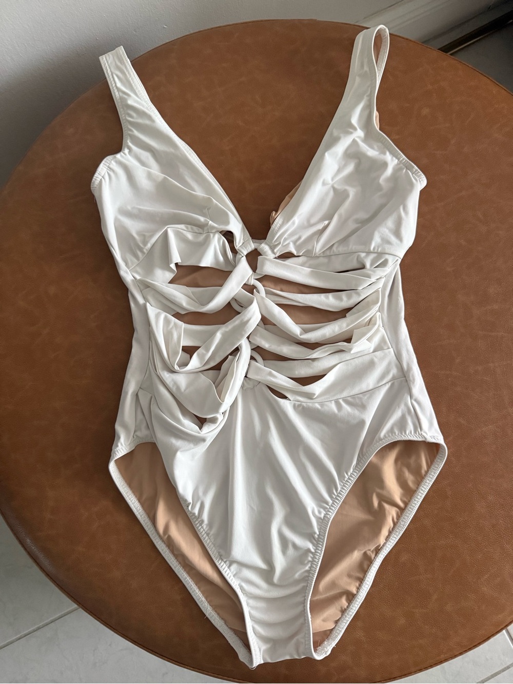 White Cutout One-Piece Swimsuit size 16
